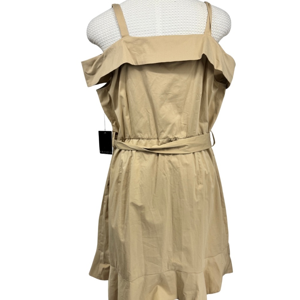 Eloquii Tan Button-Front Mini Dress - Picture 2 of 7